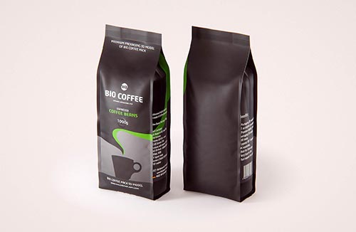 Plastic Coffee Bag packaging 3d model 500g with a tab