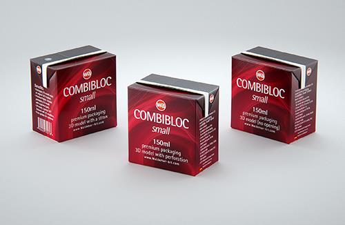 Packaging 3D model of the SIG Combibloc Slimline 750ml with tethered cap CombiCap