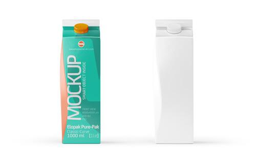 Mockup of Elopak Pure-Pak Diamond-Curve 1000ml packaging - Front view