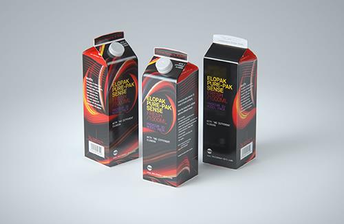 Premium carton packaging 3D model of Elopak Pure-Pak Sense Linea 500ml with tethered cap TwistFlip 29