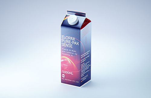 Elopak Pure-Pak Diamond Curve 250 and 330ml Premium packaging 3D model pack