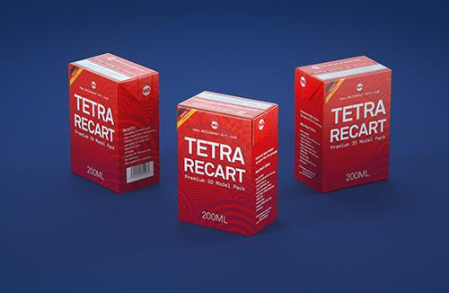 Tetra Pack Brick Mid 1000ml with FlexiCap PSD Mockup Side View