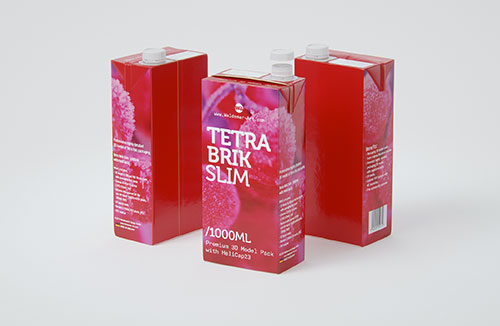 Tetra Pack Brik Slim 500ml with ReCap2 Premium package 3D model pak