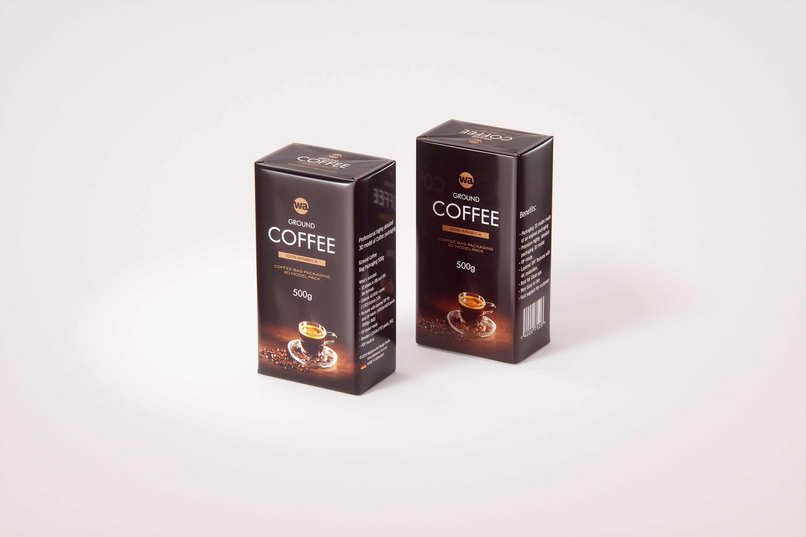 Ground Coffee Packaging 500g 3d model pack / WA Design Studio