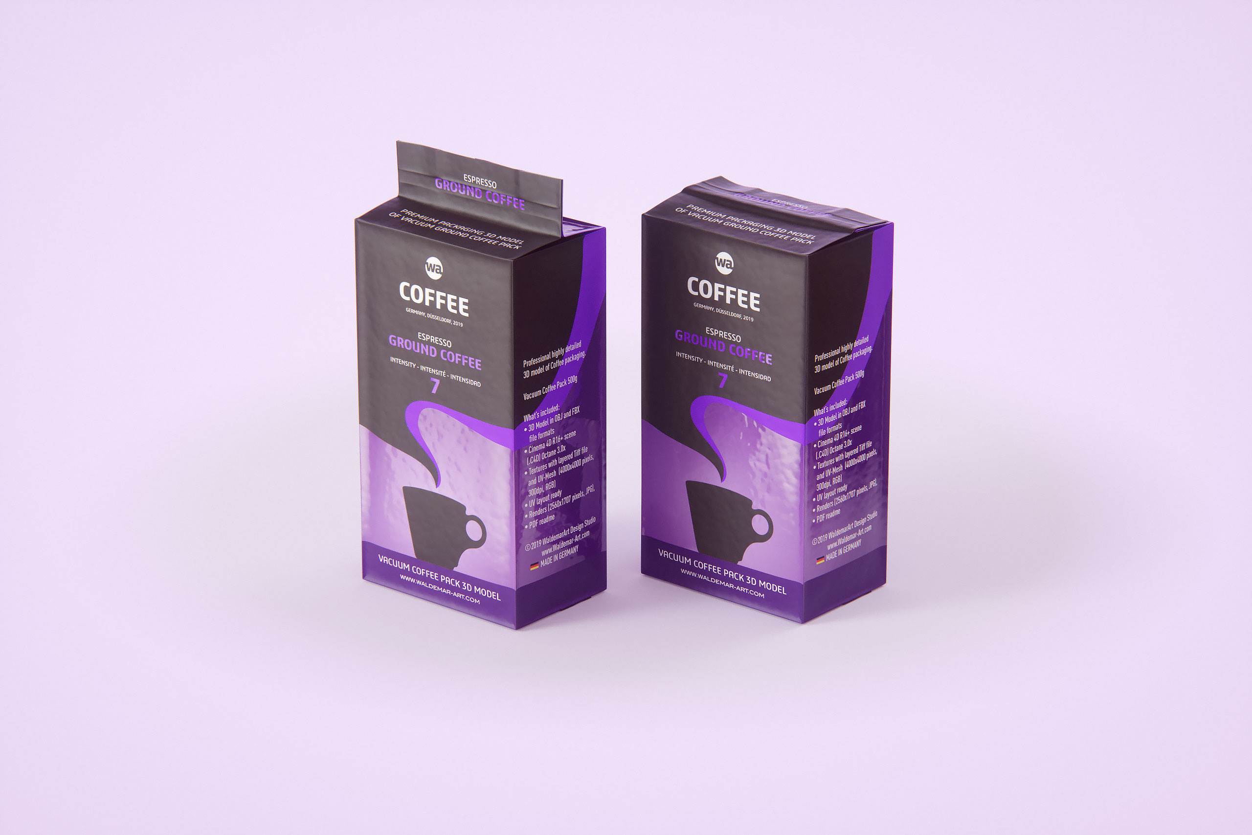 Vacuum Ground Coffee Packaging 500g 3d model / WA Design Studio