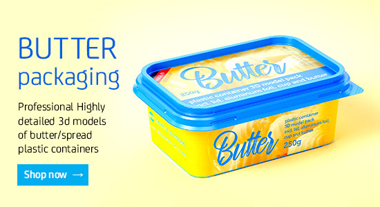 3D models of butter plastic containers for Download