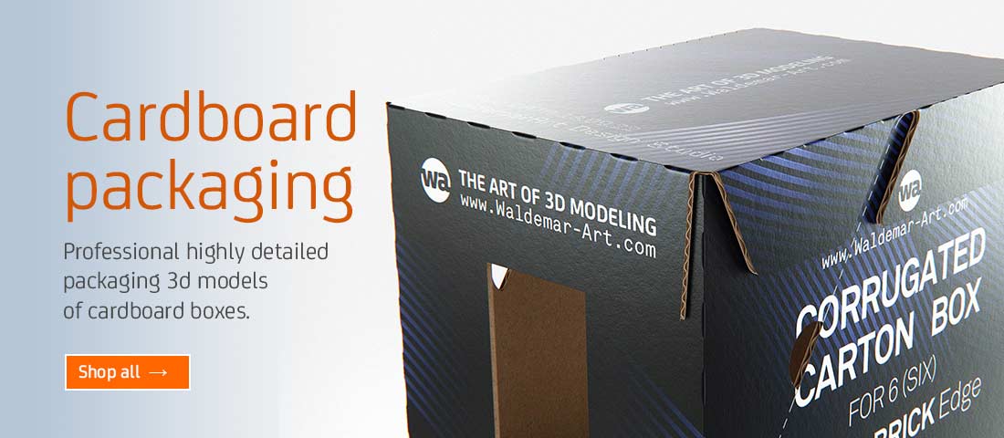 Corrugated cardboard boxes packaging 3d models for Download