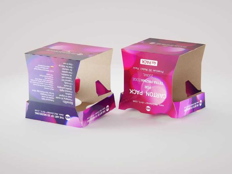 Carton Pack for x4 Tetra Prisma EDGE 200ml packaging 3d model pak