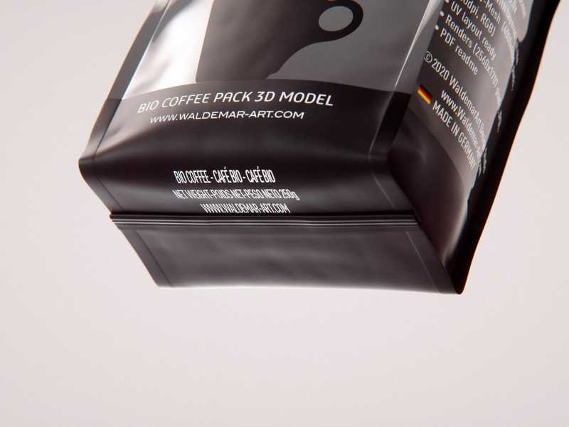 Bio Coffee beans Bag 250g packaging 3d model
