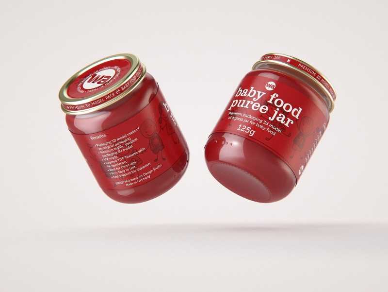 Packaging 3D model of Baby Food Glass Jar 125g