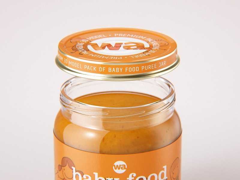 Baby food puree glass jar 250g wide packaging 3d model
