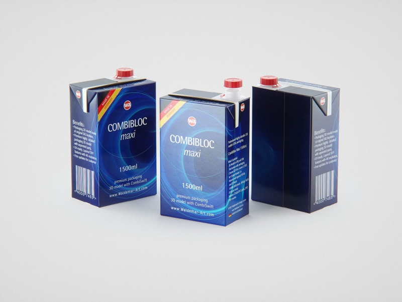SIG CombiBloc Maxi 1500ml carton packaging 3d model with CombiSwift
