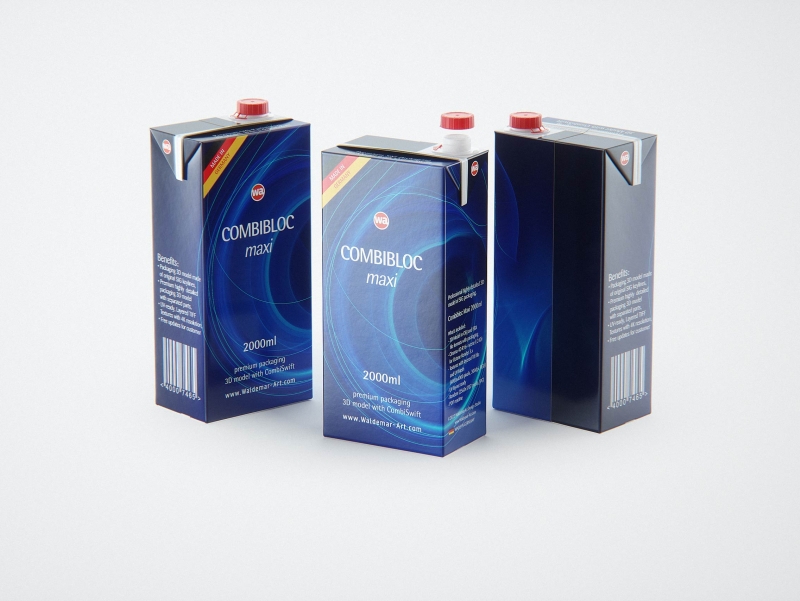 SIG CombiBloc Maxi 2000ml carton packaging 3d model with CombiSwift