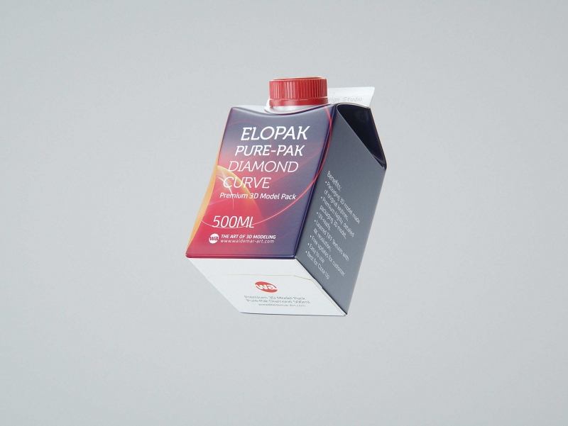 Elopak Pure-Pak Diamond-Curve Aseptic 500ml premium packaging 3D model