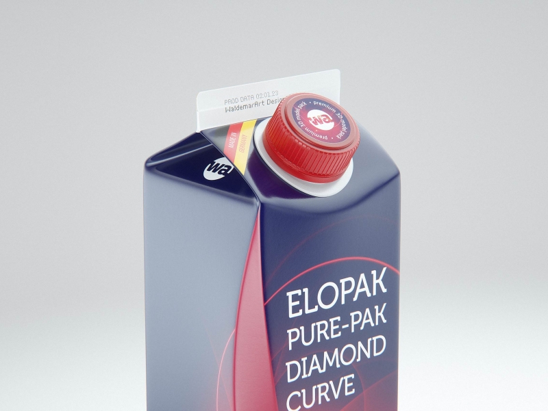 Elopak 3D model - Pure-Pak Diamond Curve Aseptic 1000ml with Pure-Twist