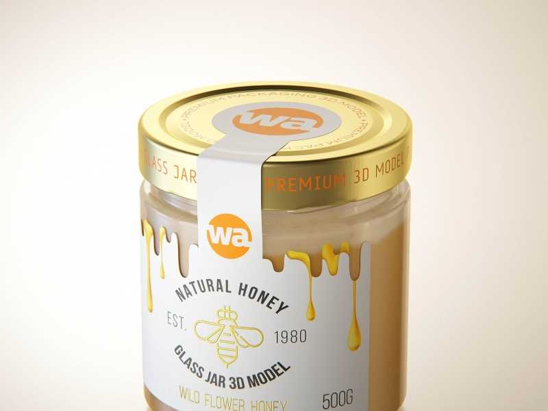 Wild Flower Honey Glass Jar 500g packaging 3d model