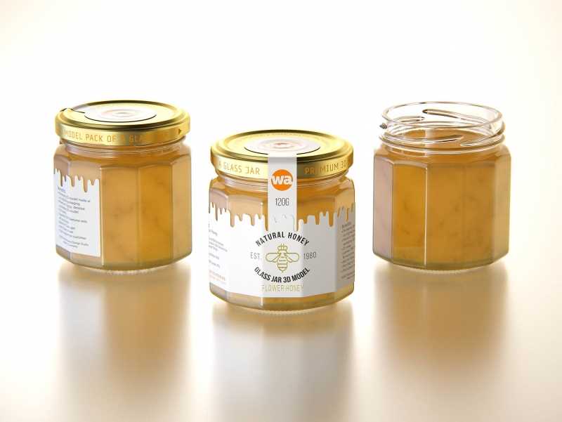 Flower Honey Edgy Glass Jar 120g packaging 3d model