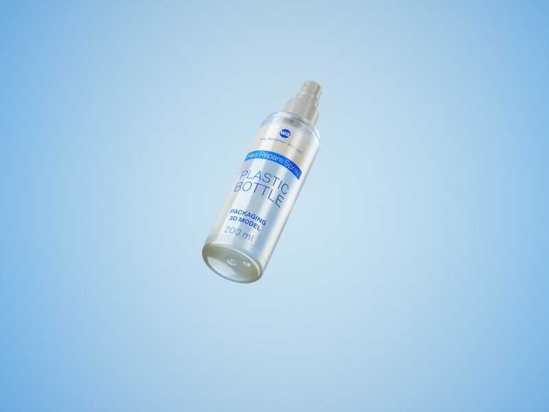 Hair repare spray plastic bottle 200ml packaging 3d model