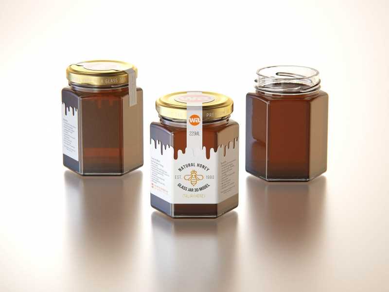 Italian Honey Glass Jar 225ml packaging 3d model