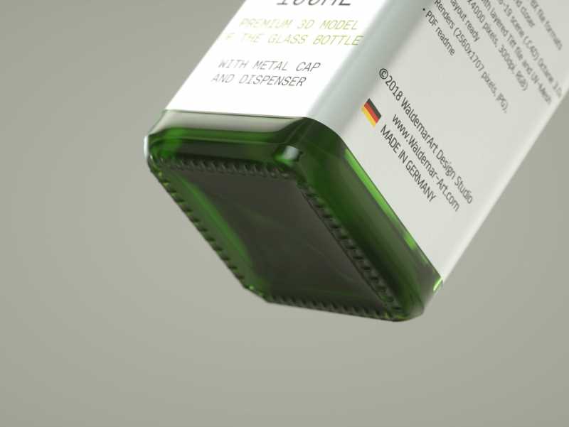Square glass bottle 100ml for Olive oil 3D model pack