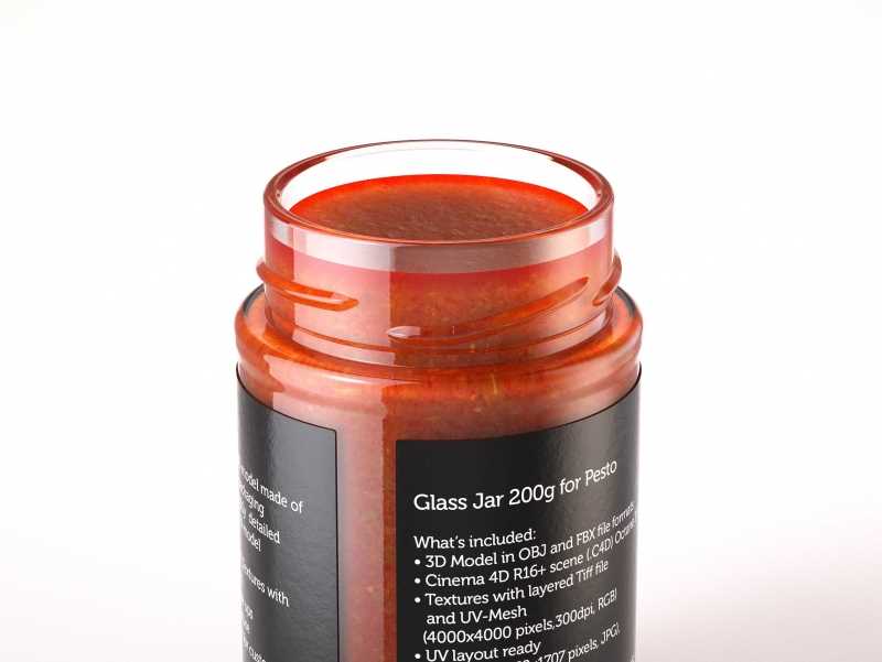 Pesto Rustico Glass Jar 200g packaging 3d model