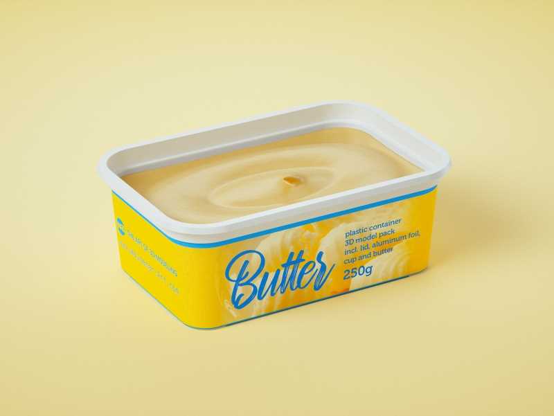 Butter Plastic Container Packagin 3D model pack 250g