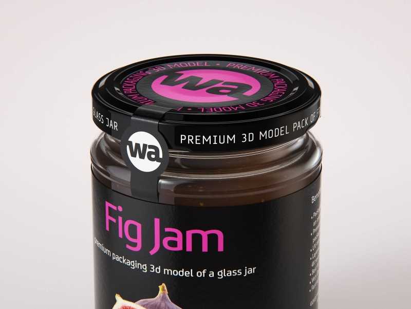 Fig Jam Glass Jar 200ml packaging 3d model