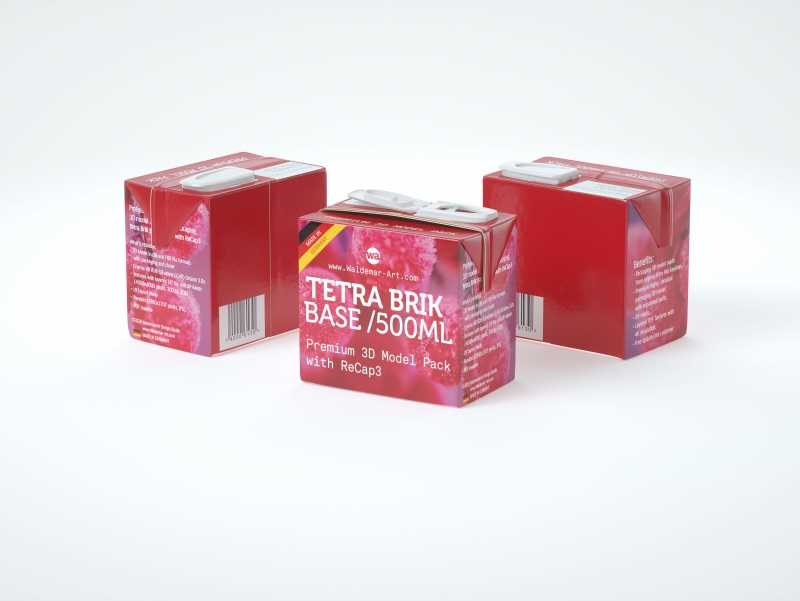 Professional Packaging 3D model pak of Tetra Pack Brick Base 500ml with ReCap3