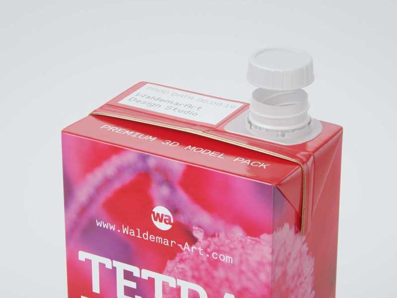 Tetra Pack Brik Slim 1000ml with Helicap23 Premium packaging 3D model pak