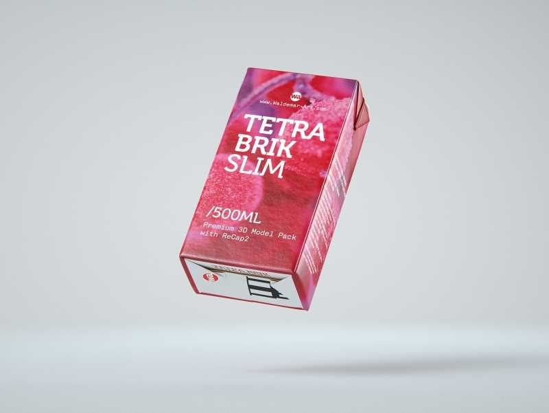Tetra Pack Brik Slim 500ml with ReCap2 Premium package 3D model pak