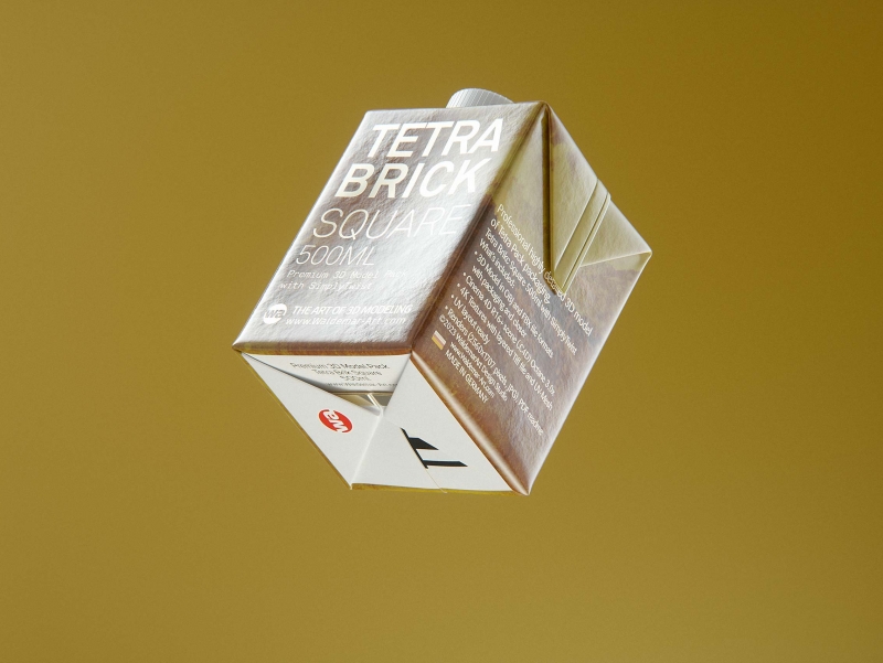 Tetra Brick Square 500ml with SimplyTwist closer premium packaging 3D model
