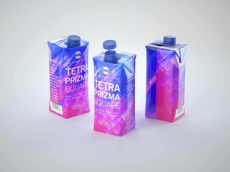 Tetra Pack Prisma Square 750ml Premium 3d model pak with HeliCap closure