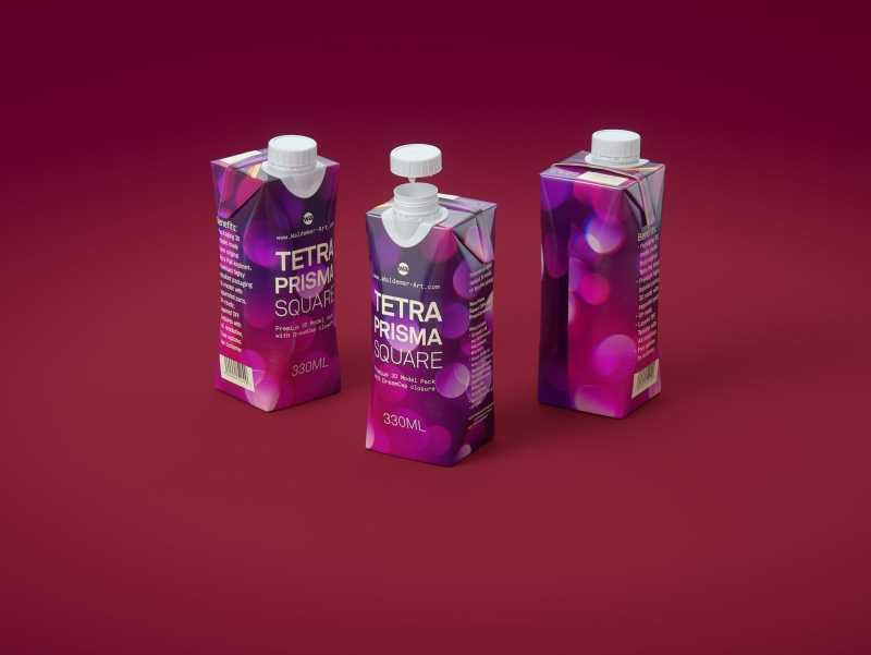 Tetra Pack Prisma Square 330ml 3D model pak with DreamCap 26 opening