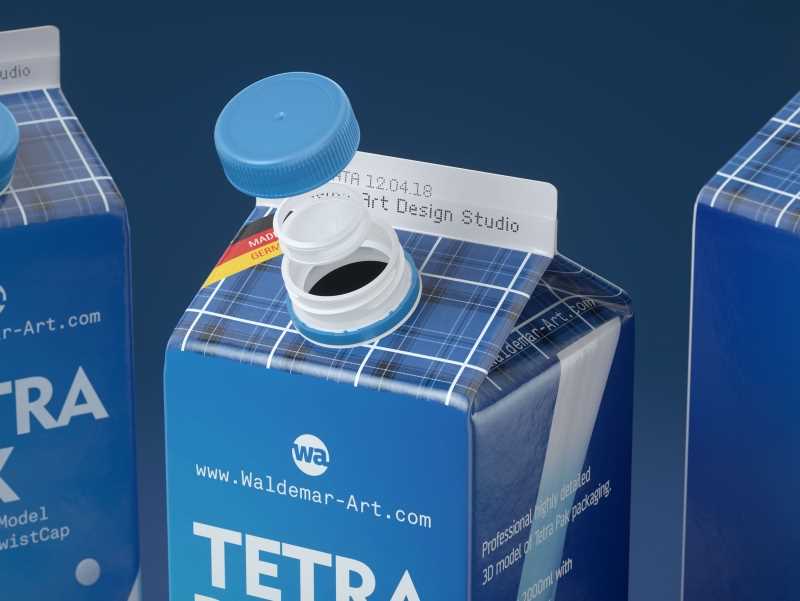 Tetra Pack Rex 2000ml carton package 3D model pak with TwistCap
