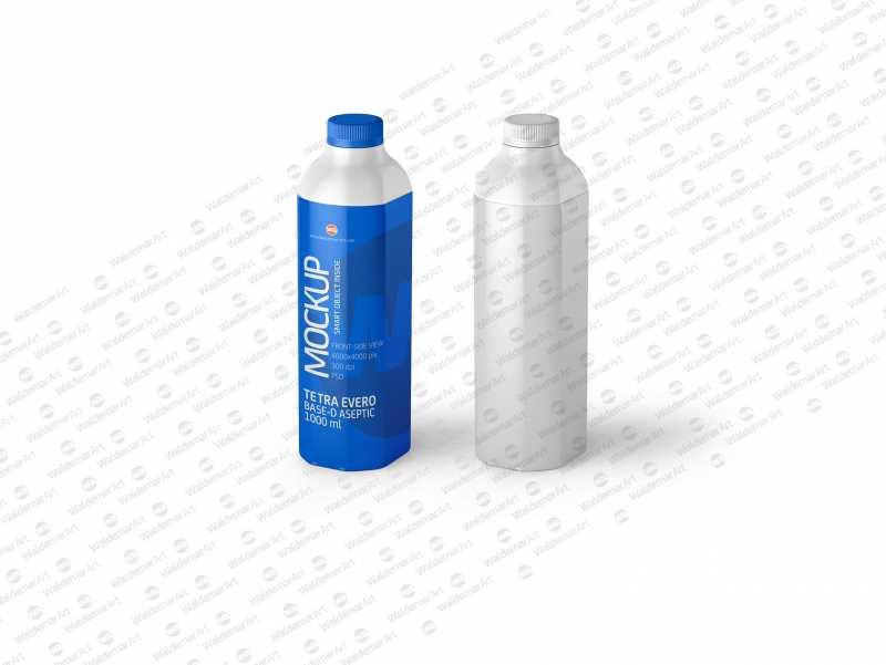 Packaging MockUp of Tetra Pack Evero Aseptic Base-D 1000ml with OrionTop-O38A Front-Side View