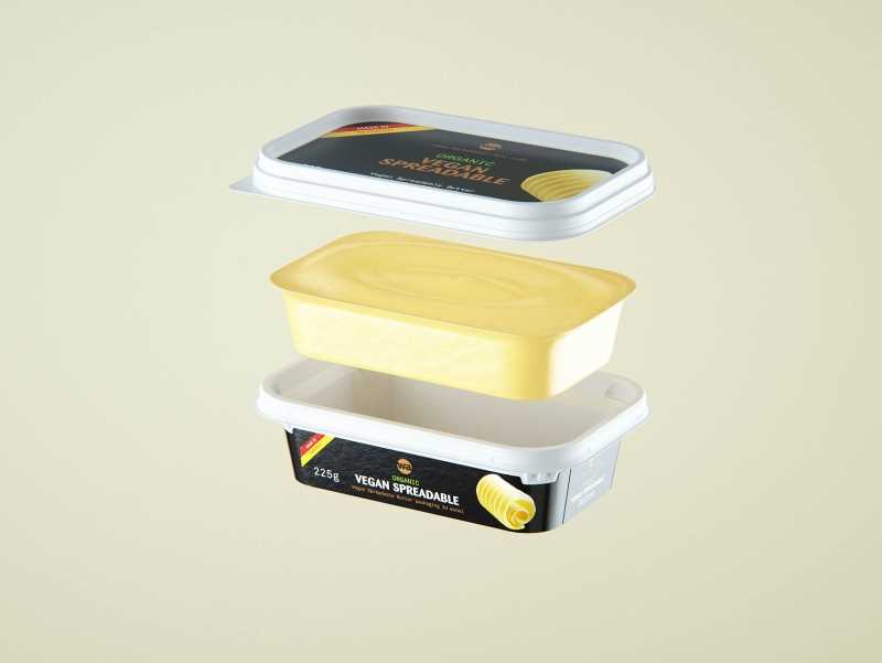 Vegan Spreadable Butter plastic container 225g packaging 3D model
