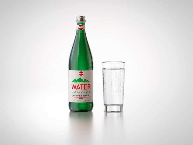 Water glass bottle 750ml packaging 3D model pack