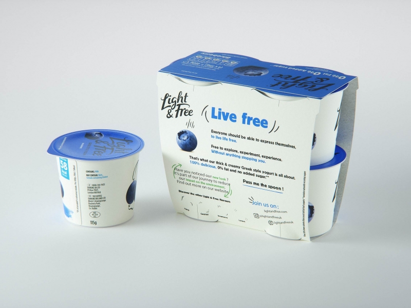 DANONE Light and Free Yogurt Blueberry 4x (115g) product 3D visualization