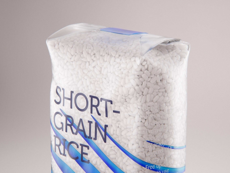 Short-grain rice plastic bag 1000g premium packaging 3d model