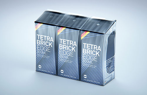 Tetra Pack Gemina Leaf 1000ml Mockup. Side View