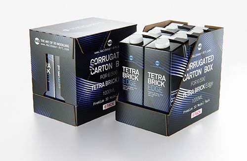 Premium 3D model pak of Tetra Pack Gemina Square 1000ml with HeliCap 27 closure