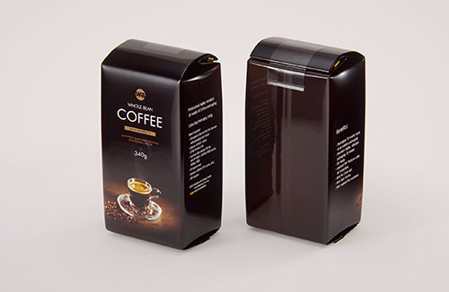 Coffee Paper Pouch 250g with stitches and a label premium packaging 3d model
