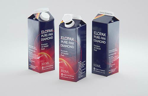 Packaging 3D model of Elopak Pure-Pak Diamond Curve 330ml