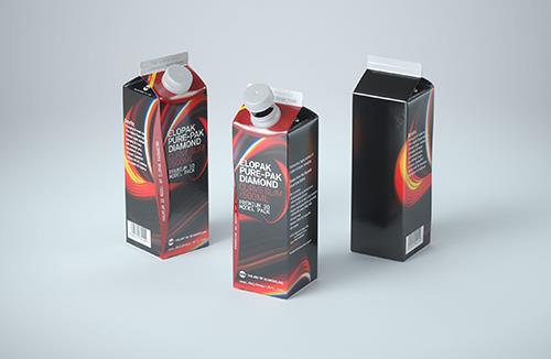 Packaging 3D model pak of Tetra Pack Prisma Square 250ml with PullTab and Straw