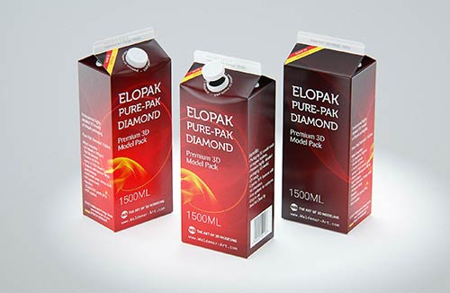 Elopak 3D model - Pure-Pak Diamond Curve Aseptic 1000ml with Pure-Twist
