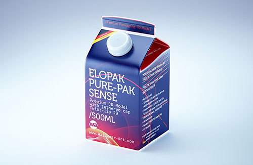 Elopak Pure-Pak Classic 1000ml Photoshop Mockup - Side view