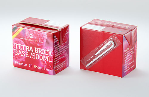 Tetra Pack Brick Slim 330ml with a Straw and Pull Tab packaging 3D model pak