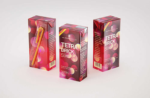 Tetra Pack Brick Base Crystal 250ml Premium packaging 3d model with a straw
