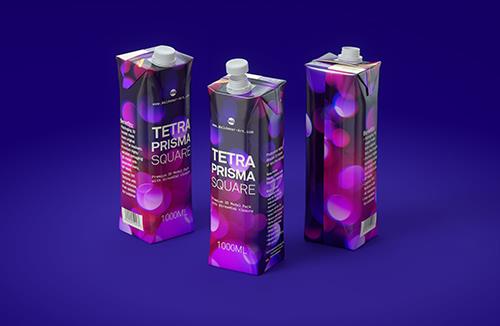 Tetra Pack Brick Base 500ml with and without a packed straw premium carton packaging 3d model
