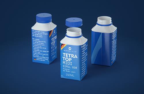 Tetra Top MIDI 500ml 3D model of carton package with KATLA S38 closure